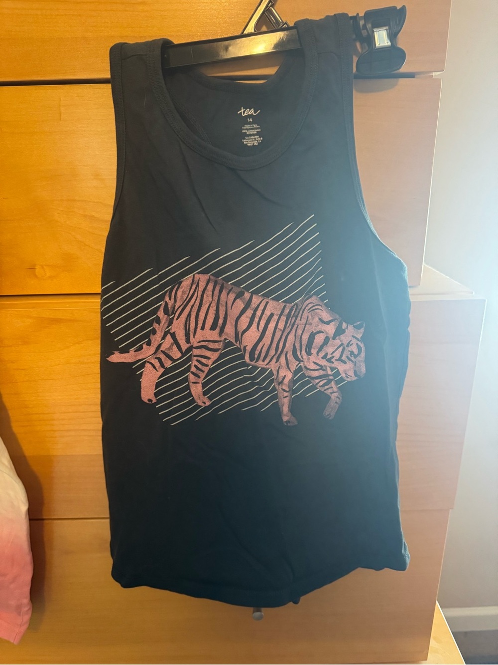 Girls size 14 Tea Collection Black Sleeveless Tank with Pink Graphic
